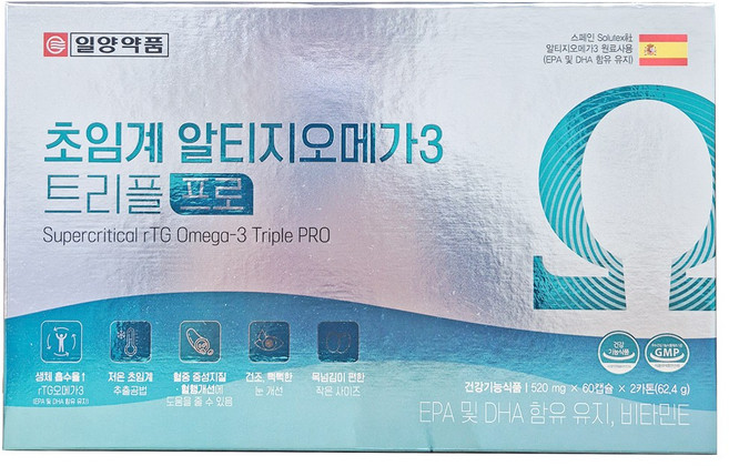 일양약품 초임계 알티지 RTG 오메가3 트리플 프로, 2박스, 120정