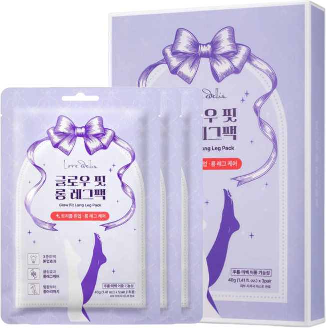 러브에델리스 글로우핏 롱레그 풋 팩, 3매, 1개, 40g