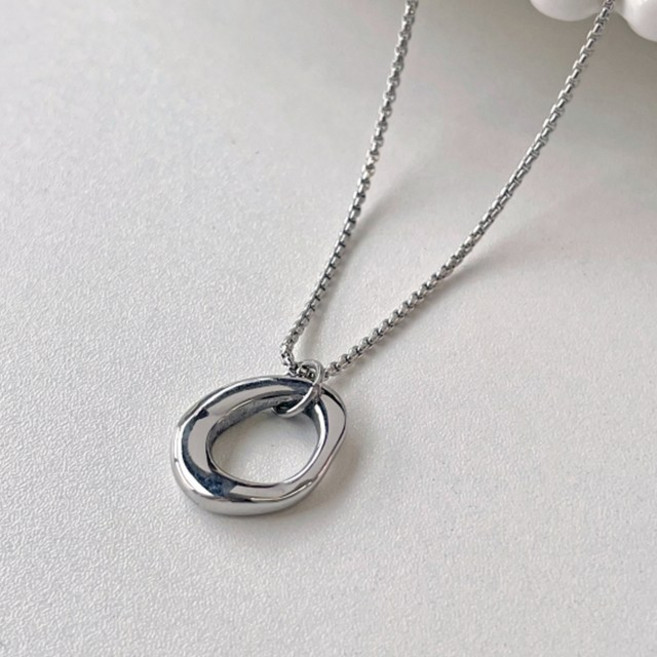 써지컬스틸 롱 체인목걸이 크리즈 타원 드롭 목걸이 60cm