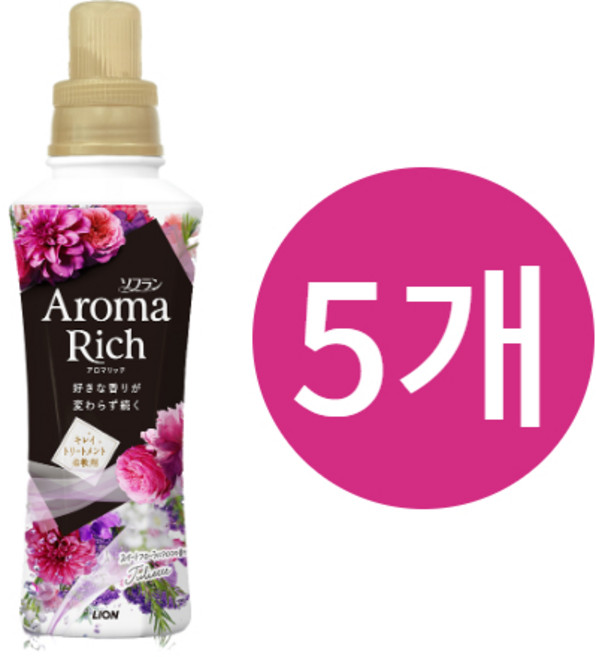라이온 소프란 아로마 리치 줄리엣 스위트 플로랄 아로마 향기 본체 480ml [유연제], 5개