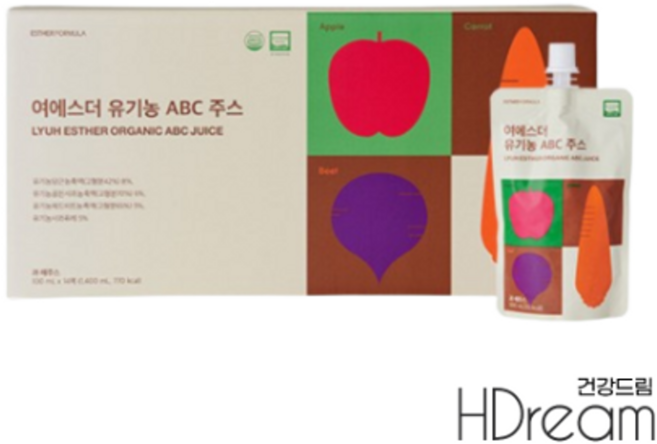 여에스더 유기농 ABC주스 사과 비트 당근 착즙 클렌즈주스 HD 정품 에스더 건강쥬스, 100ml