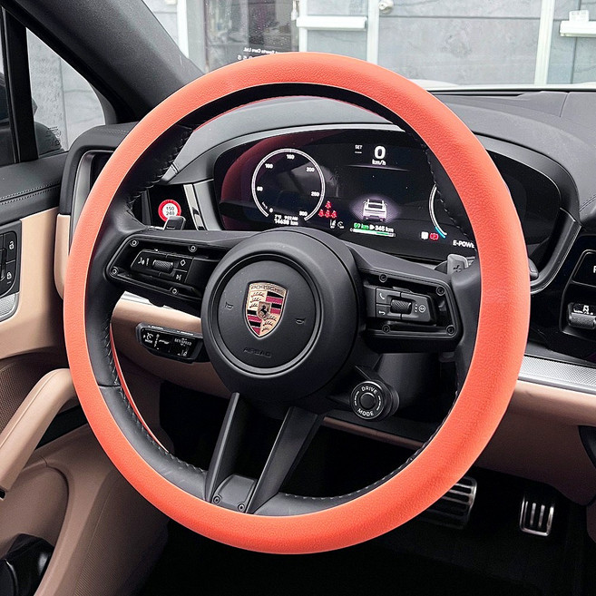 논슬립 핸들커버 실리콘 원형 D컷 전차종 호환 10컬러 차량용 자동차 핸들 커버 카바, 오렌지