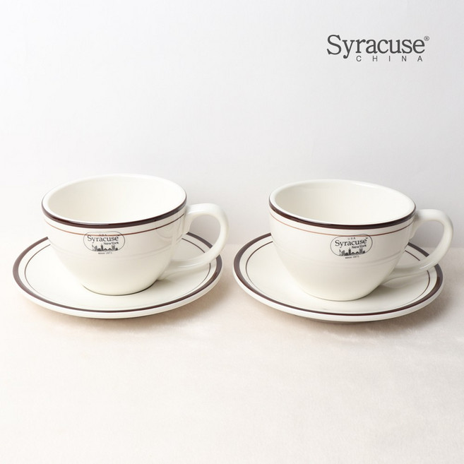 시라쿠스 뉴욕 카페라떼잔 320ml, 2세트, 콜라브라운