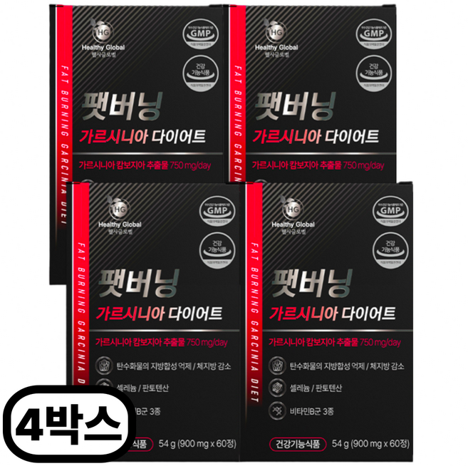 가르시니아 남자 남성 다이어트 보조제 가르니시아 HCA 팻버닝 체지방 감소 식약처인증, 4개, 팻버닝 가르시니아, 60정