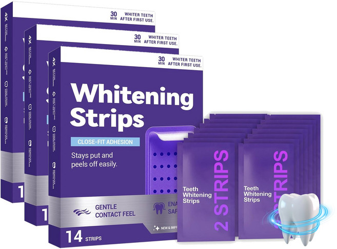 보라 치아 스티커 미백 치아 Purple Teeth Whitening Strips, 3*box
