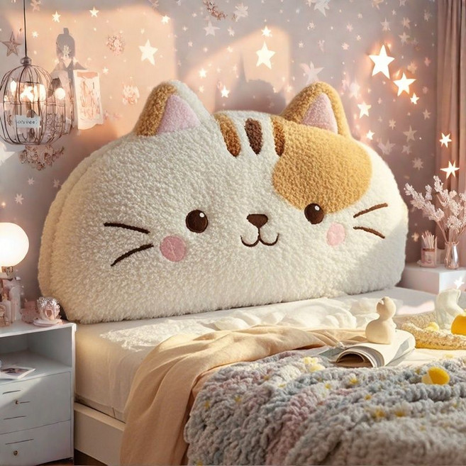 헤드쿠션 아이방 부드러운 등받이 쿠션 대형 독서쿠션 침대등받이 벽안전 새학기 봄인테리어, K-귀여운 고양이 미