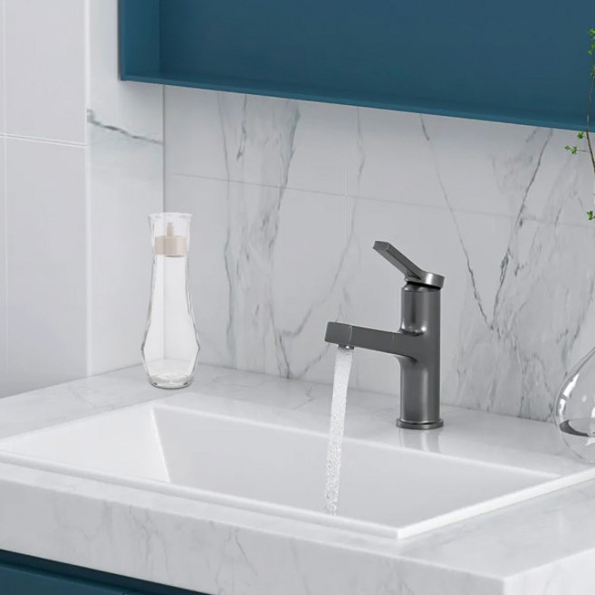 2Pcs 구강 세척제 디스펜서 유리병 투명 8.8oz 욕실 조리대 관리용 뚜껑 컵이 있는 리필형 용기