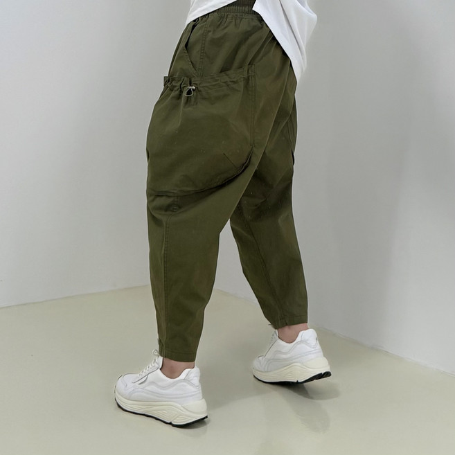 어썸블랑 남자 와이드팬츠 스트링 카고 벌룬팬츠 통큰 배기 허벅돼바지