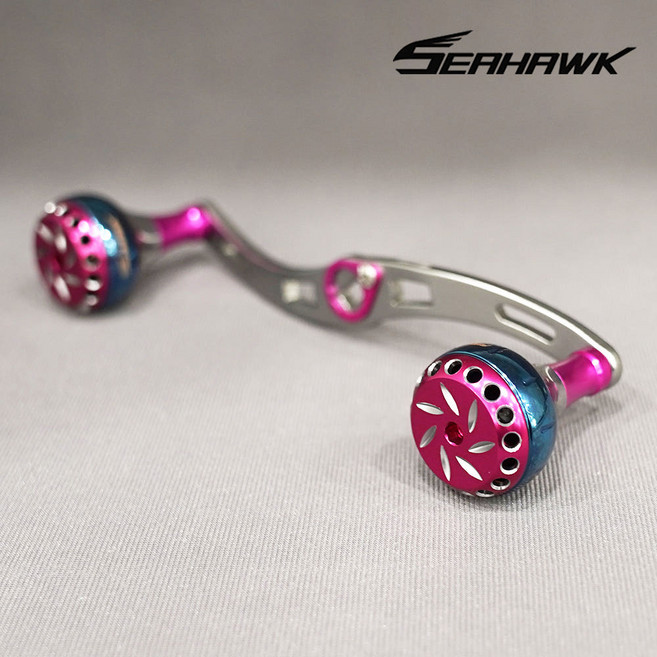 씨호크 BDA 더블핸들 베이트릴 튜닝핸들 시마노 다이와 호환 핸들, 1개, 로즈핑크/블루