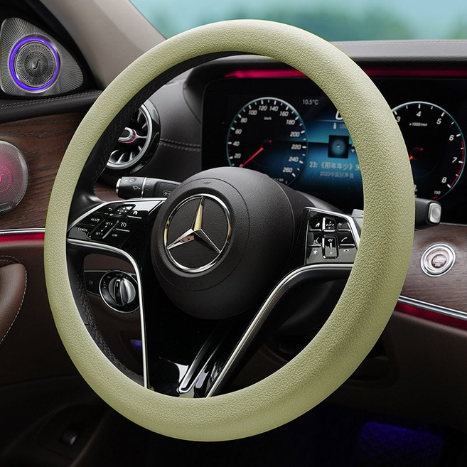 다이나토리 차량용 컬러 실리콘 논슬립 핸들커버 D타입 O타입 공용, 1개, 라이트그린