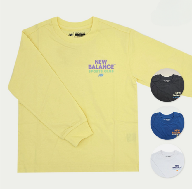 뉴발란스 키즈 에센셜 긴팔 유아 초등학생 어린이 봄 가을 긴팔 간절기 환절기 라운드넥