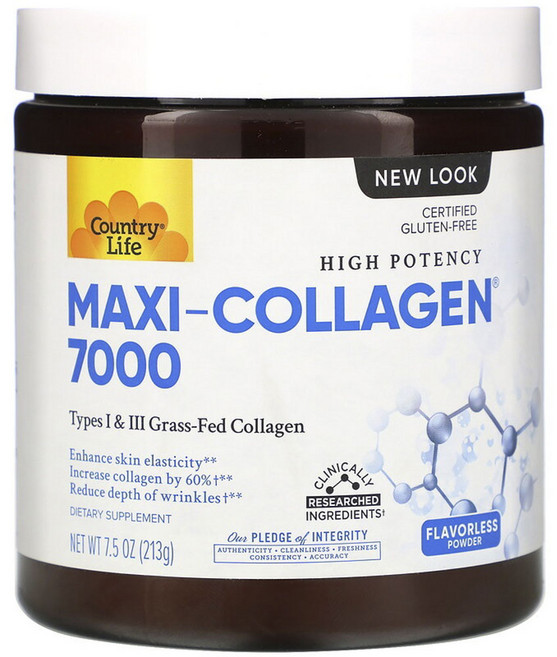 컨트리라이프 하이 포텐시 맥시-콜라겐 7000 플레이버리스 글루텐 프리, 1개, 213g