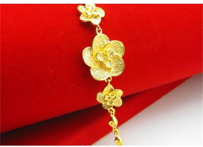 純金9999 黃金手鍊 花朵寬板 女款, 1個