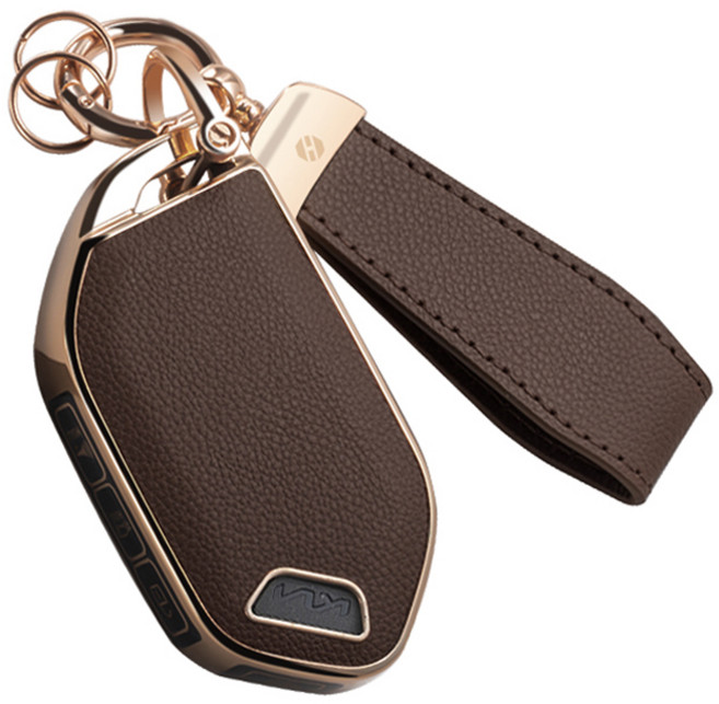 HAKO 소프트 가죽TPU 키케이스+키홀더 (기아호환), K-16, 브라운