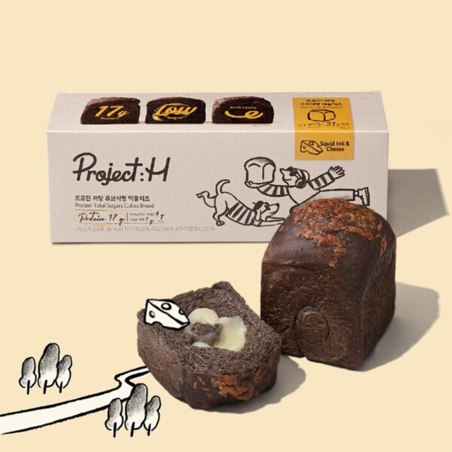 [삼립] 프로젝트:H 건강빵 프로틴 저당 큐브식빵 먹물치즈 3입 1박스, 삼립 프로젝트 H 건강빵 프로틴 저당 큐브식빵 먹물치즈, 상세 설명 참조