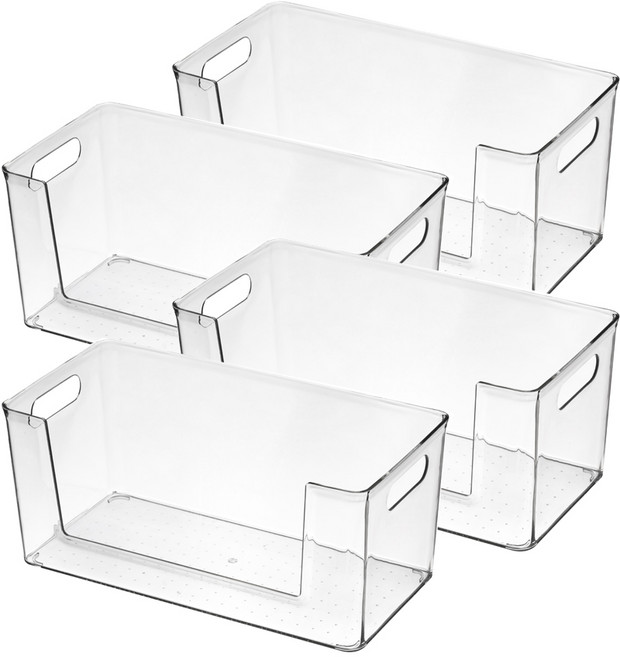 엠리빙 투명 리빙 박스 팬트리 정리 책 바구니 장난감 수납함 ORT 정리함, 트임 와이드형, 4개