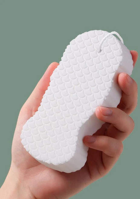 각질 제거 목욕 스폰지 브러시 마사지 기계 청소 샤워 생선 체중계 문지름, 1개, 색상: 4. 하얀색