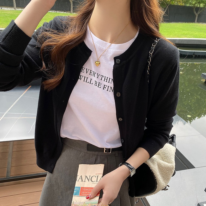 플랜와이 여성 라운드 니트 가디건