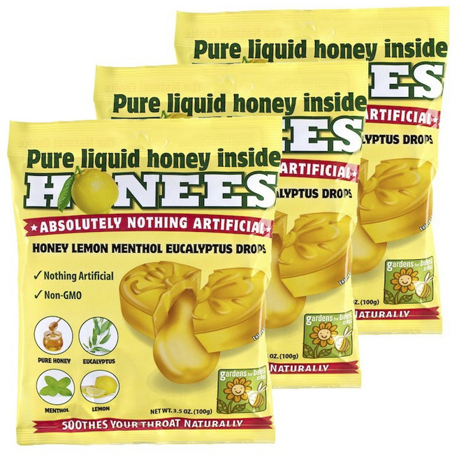 허니스 허니 레몬 멘솔 유칼립투스 사탕, 3개, 100g
