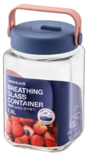 락앤락 숨쉬는 유리 용기 담금주 과실주 병 매실통, 1개, 1.6L