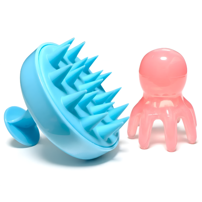 홈케어 두피 마사지 세트 샴푸브러쉬+문어괄사, 1개, 블루+괄사