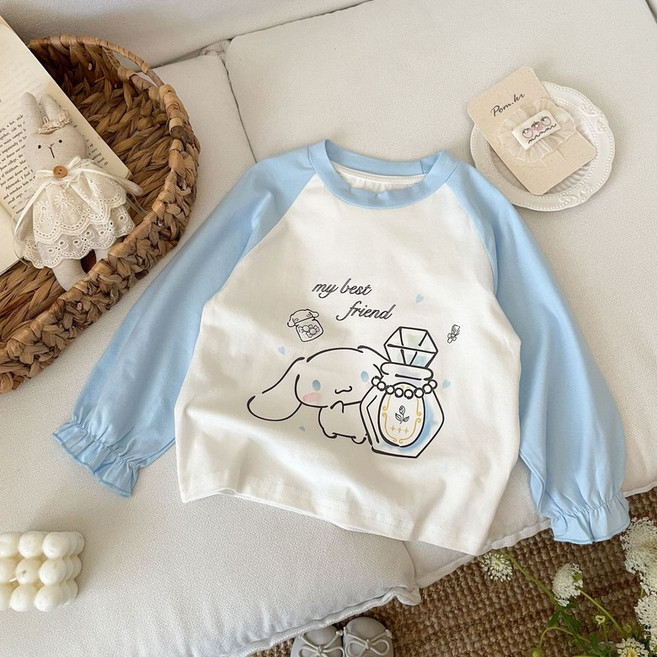 LOVEND 산리오 여아티셔츠 순면 봄가을 긴팔티 시나모롤 쿠로미 마이멜로디