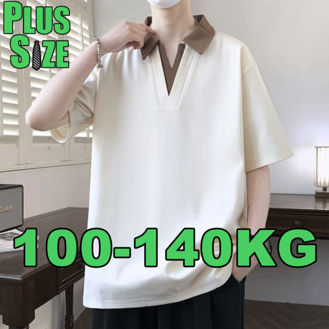 빅사이즈 남자 반팔티 브이넥 여름 오버핏 티셔츠 반팔 폴로 셔츠여름남자 5XL 6XL 7XL 8XL