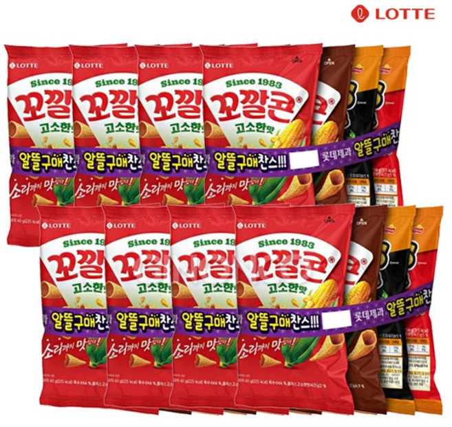 롯데 꼬깔콘 치토스 4번들 188g 옥수수 과자 스낵 무배, 8개