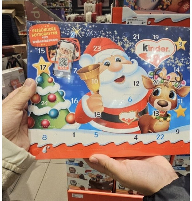 페레로 킨더 크리스마스 사각 어드벤트 캘린더 초콜릿 2024, 1개, 127mg