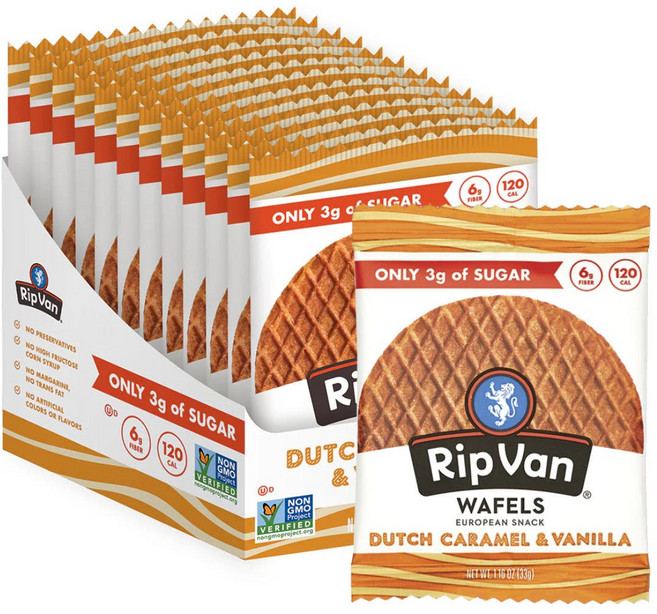 립밴 와플스 더치 카라멜앤바닐라, 33g, 12개