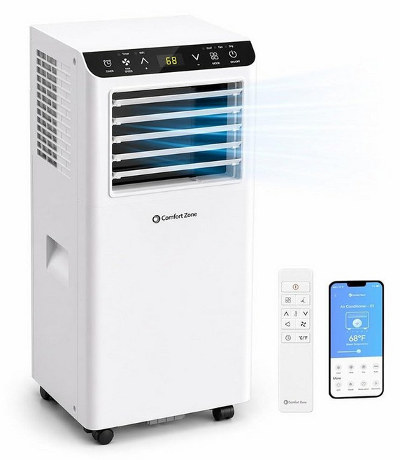 Comfort Zone Smart Portable Air Conditioner 8 000 BTU (5 100 BTU SACC) - WiFi Enabled 3-in-1 AC Un, 8000.0 British Thermal Units
