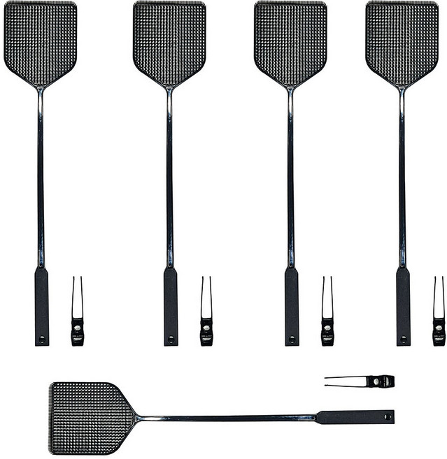 블랙 파리채 (5개묶음) 벌레집게 일체형 모기 바퀴 해충 퇴치기, 5개