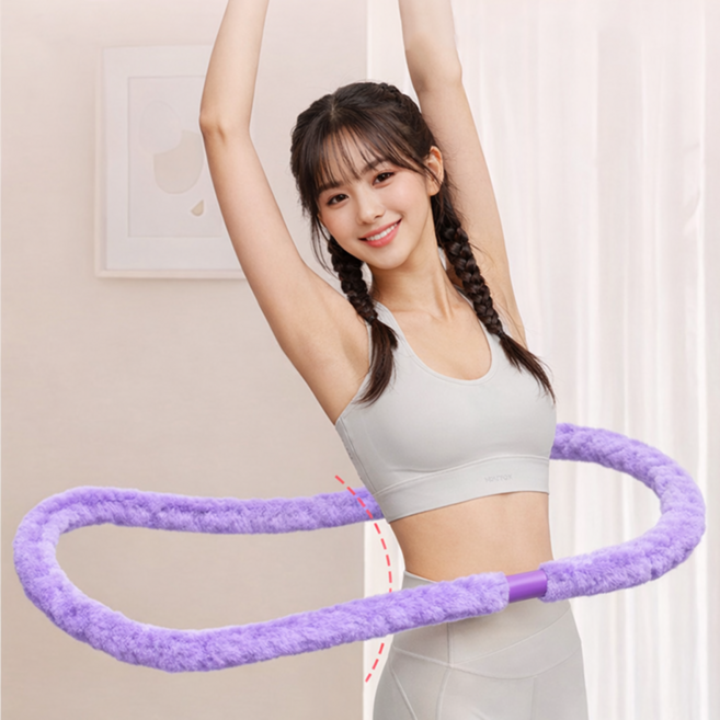 부드럽고 뱃살끼지 않는 풀커버 무소음 고탄성 소프트 개미허리 훌라후프, 1개, 퍼플, 1.5kg