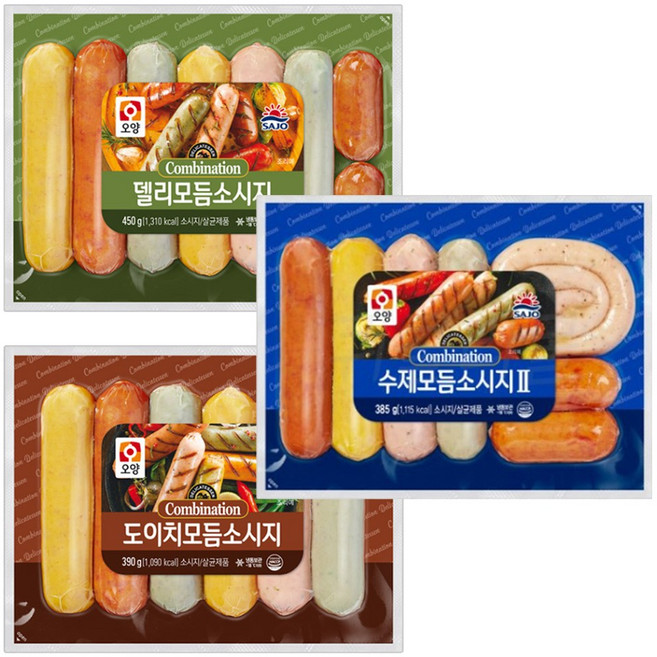 [사조오양] 소시지 3종 세트 (총 1225g) / 델리+도이치+수제 구성, 1세트, 1.225kg