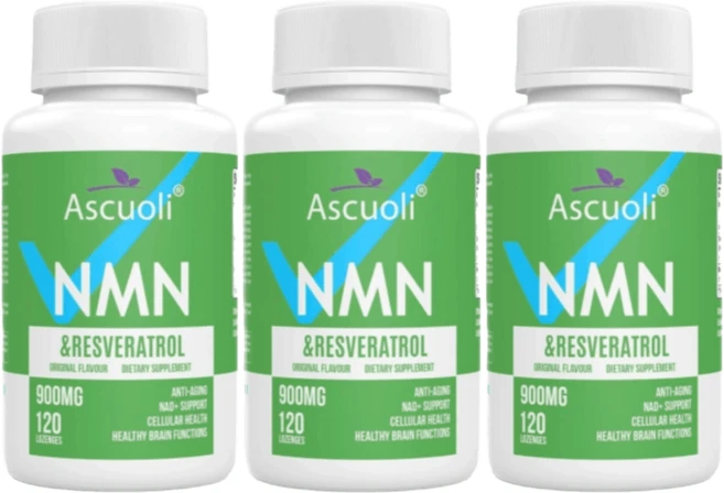 Ascuoli NMN 아스쿠올리 엔엠엔 NMN 트렌스 레스베라트롤 900mg, 3병, 3개, 120정 - 쿠팡