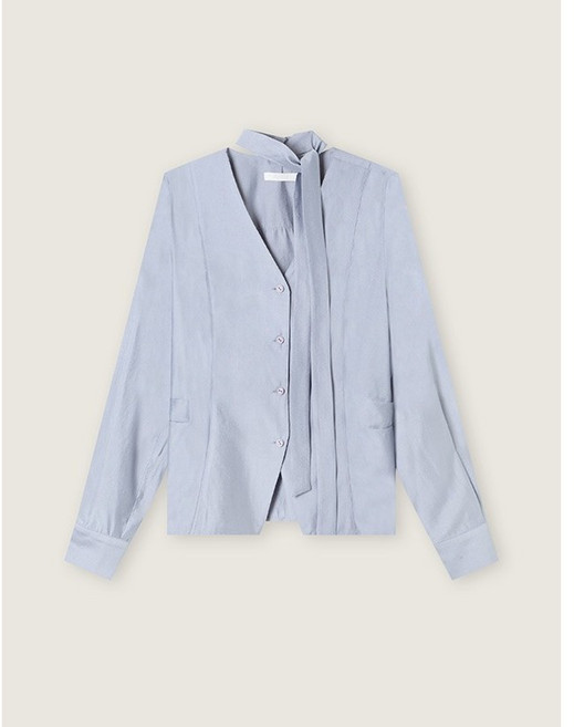 로엠 브이넥 타이 블라우스_RMBLF49R11 2614116