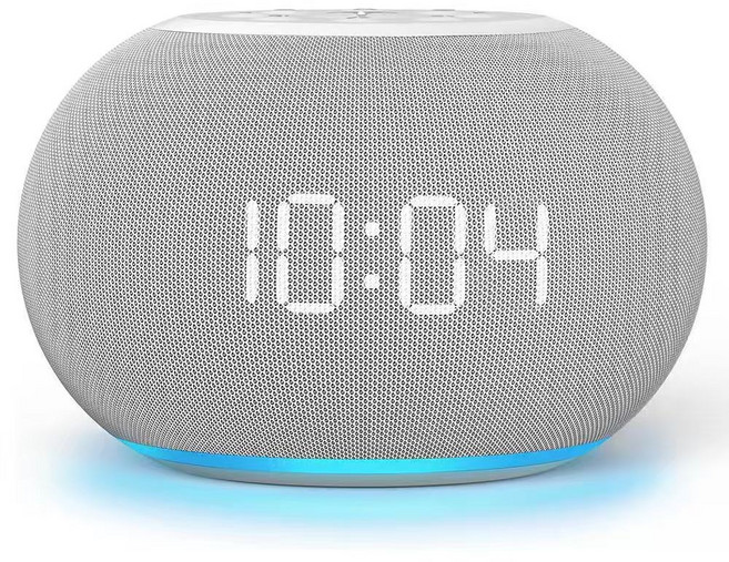 Reacher 자동 밝기 조절 무드등 무소음 알람시계 LED 디지털 탁상시계 수면등 화이트 노이즈 백색소음기, 화이트+회색