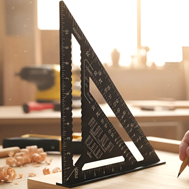 블링오피스 다용도 제도용 스테인리스 방안삼각자 180mm, 1개, 블랙