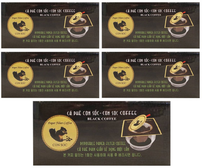 베트남 위즐커피 콘삭 루왁 다람쥐똥커피 블랙패키지 드립백커피, 5박스, 10개입, 160g