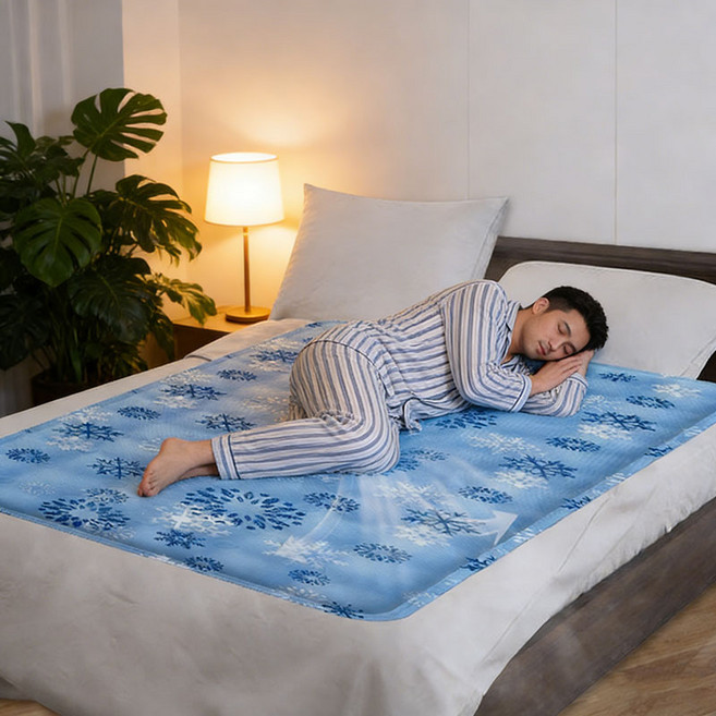 복나이트 여름 냉감패드 소프트 소파 방석 쿨 매트아이스 젤 쿨링매트 다기능 강아지 쿨매트접이식 쿨방석 휴대용 여름 쿨매트, 1개, 눈송이