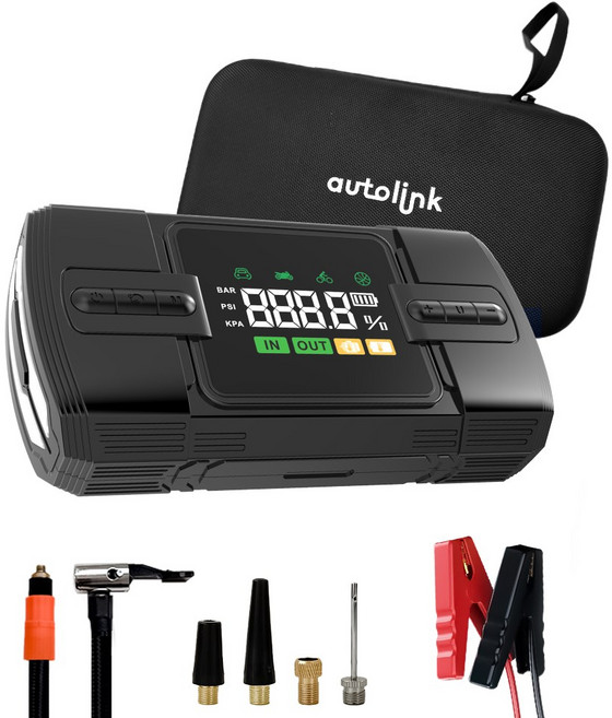 아우토링크 자동차 점프스타터 + 타이어공기압주입기 + 보조배터리지원 오토바이 가능, 1세트, 12000mAh