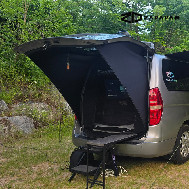 자파팜 오토 테일게이트 일체형 사이드 스크린 스타렉스 스타리아 카니발 트래버스 차박 그늘막 바람막이, 일체형사이드스크린 블랙