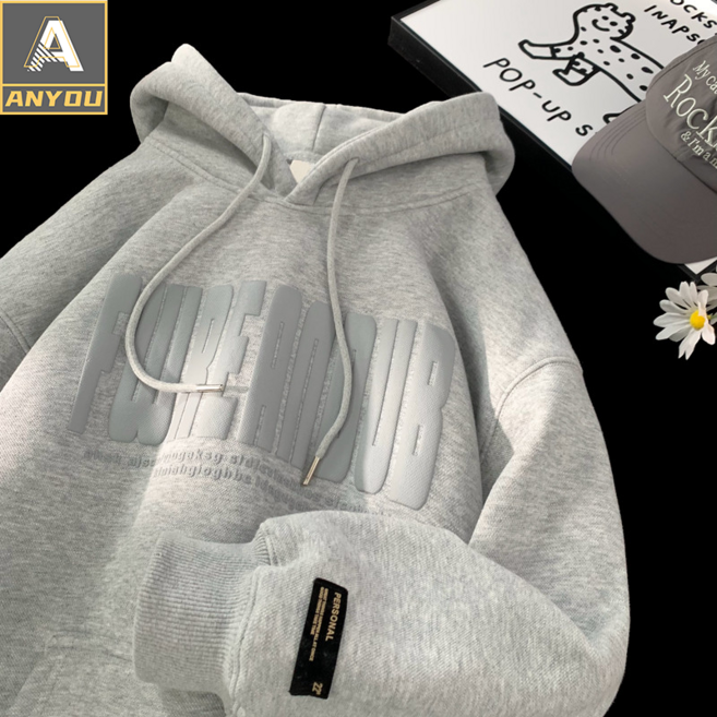 ANYOU 남성 오버핏 후드티 큰 사이즈/베이직 편안한 데일리 필수