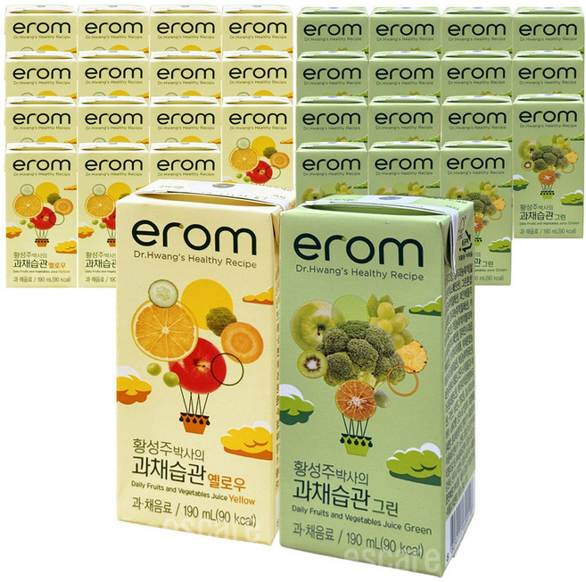 이롬 황성주박사의 과채습관 2종(옐로우16팩+그린16팩), 32개, 190ml