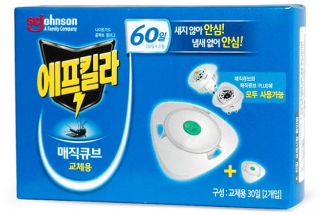 23년 1월~2월 제조 교체용 리필 에프킬라 매직큐브 무향 교체용 60일 리필 1개