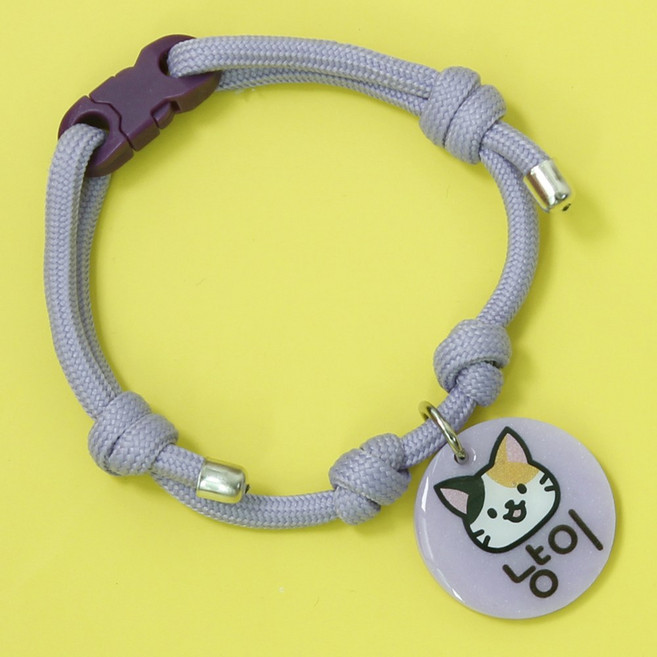 미소펫 가볍고 예쁜 강아지 고양이 일러스트 인식표 글로시 목걸이 이름표, 파스텔보라, 1개, 소형