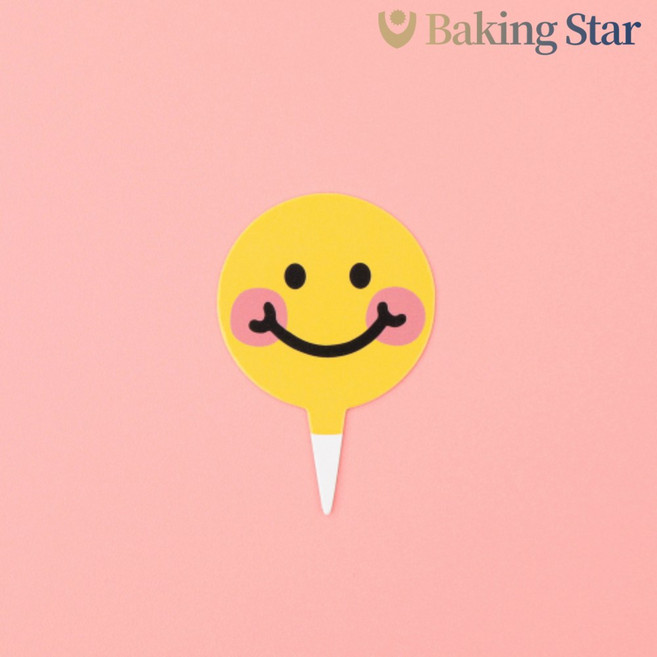케익택 T-140 스마일 케이크픽 100개/1봉 케이크장식, 1개