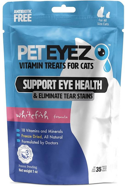 고양이를 위한 펫아이즈 비타민 트리트먼트 - 눈물 얼룩 제거제 - 눈 건강 지원 - 가려움증과 알레르기 감소 - 양고기 맛 - 1온스, Whitefish