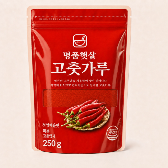 명품햇살 고춧가루 매운맛 미분 고운입자, 1개, 250g