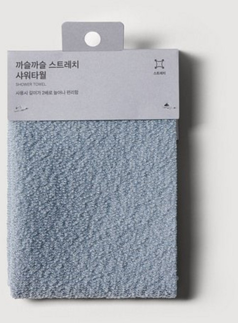 JAJU 25N 까슬까슬 스트레치 샤워타월 20x45cm 블루그레이 884556, FR, 블루 그레이